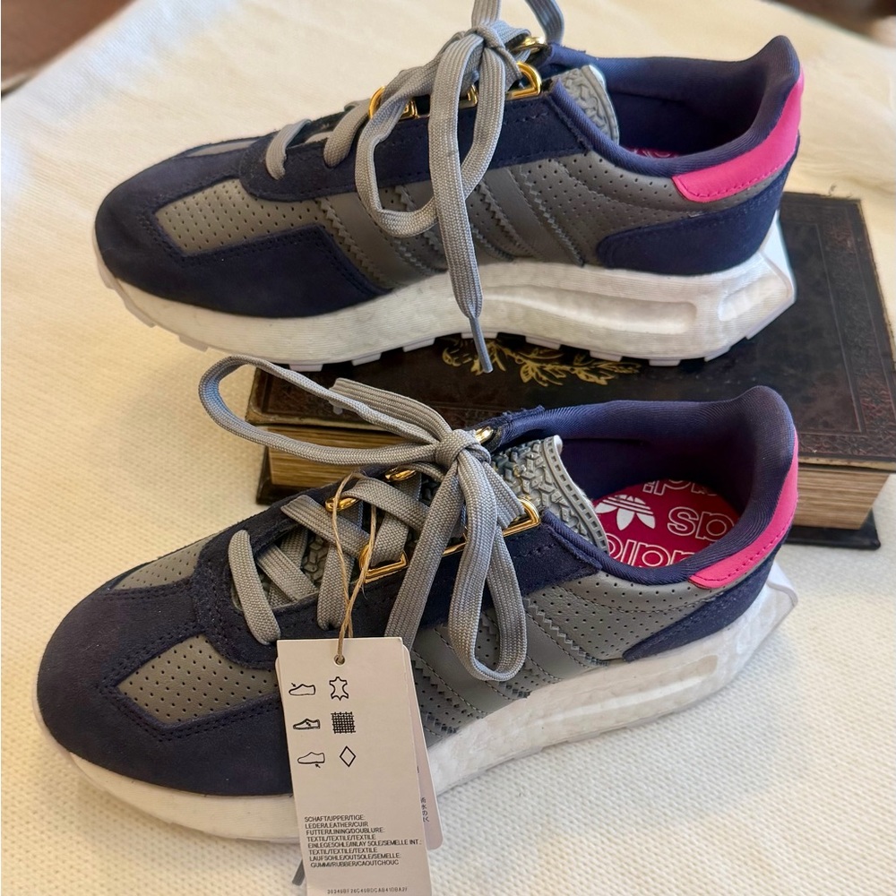 adidas Retropy E5 Sneakers Navy/Gray/Pink 
Women’s Size 5 NWT